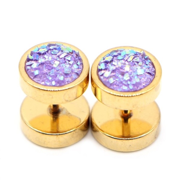 Fake Plugs mit Kristallen golden 6