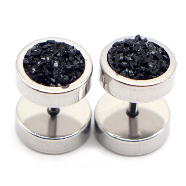 Fake Plugs mit Kristallen silbern 1