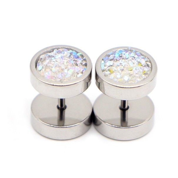 Fake Plugs with Crystals silver 7