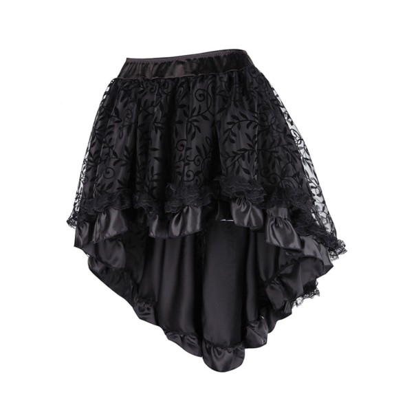 Falda asimétrica de mujer con encaje negro L