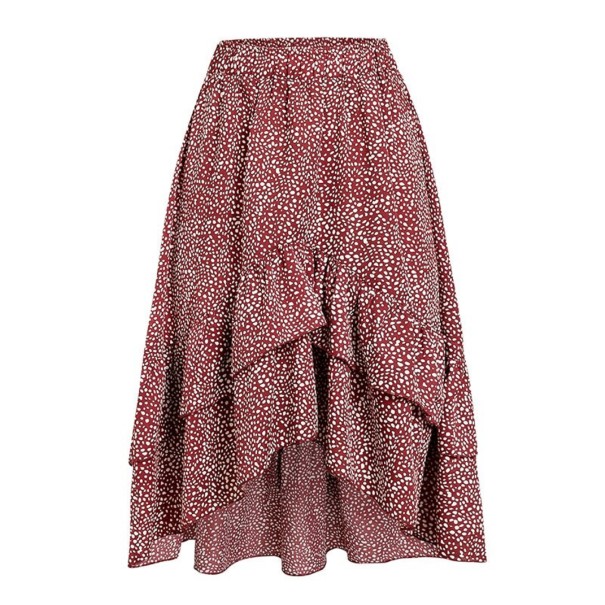 Falda asimétrica de mujer con volantes rojo S