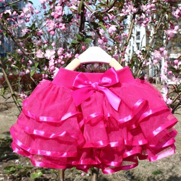 Falda de capas para niñas L994 rosa oscuro 2