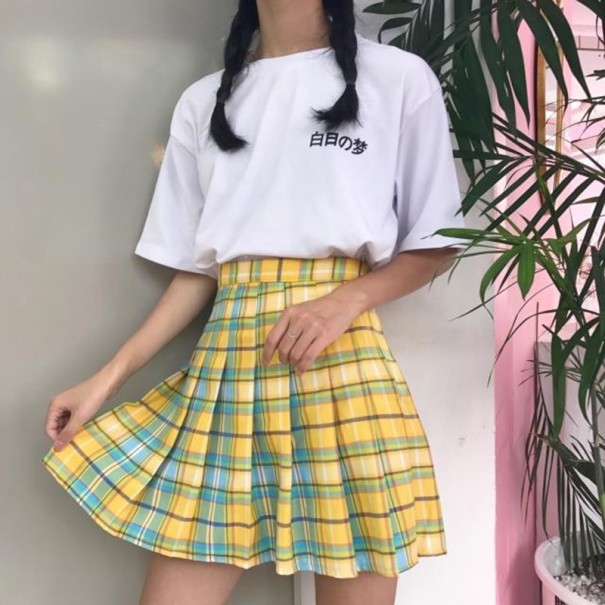 Falda de cuadros para mujer amarillo