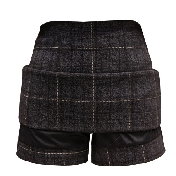 Falda de cuadros para mujer con pantalón corto 2 en 1 negro XS