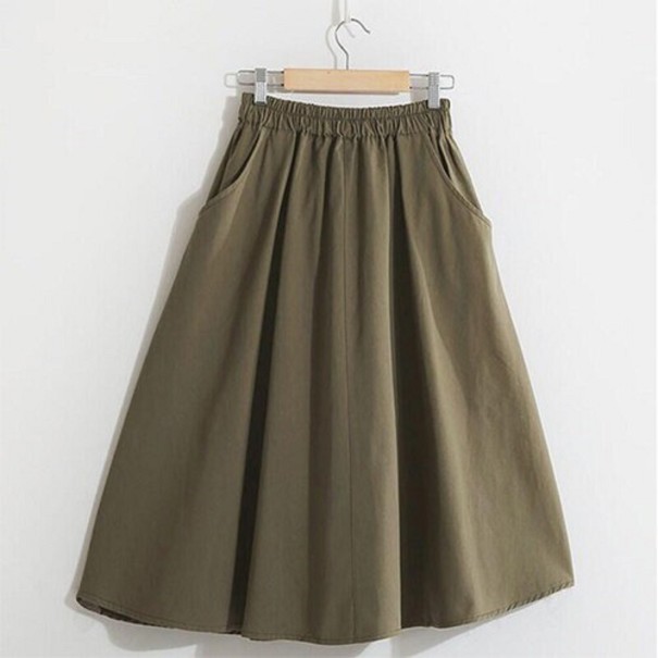 Falda de mujer con bolsillos G43 verde militar