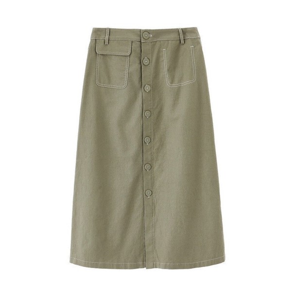 Falda de mujer con botones A1593 verde militar L