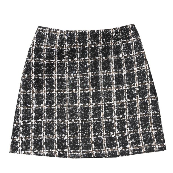 Falda de mujer con estampado de cuadros negro XL
