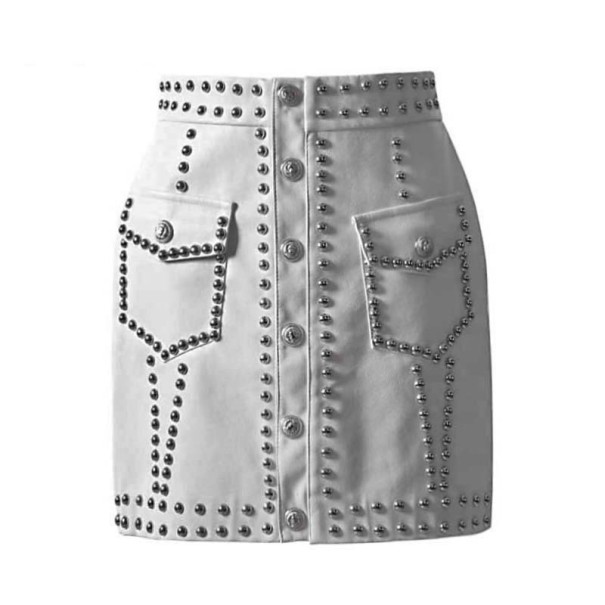Falda de mujer con remaches blanco L