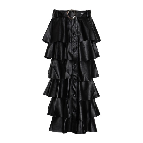 Falda de mujer con volantes negro S