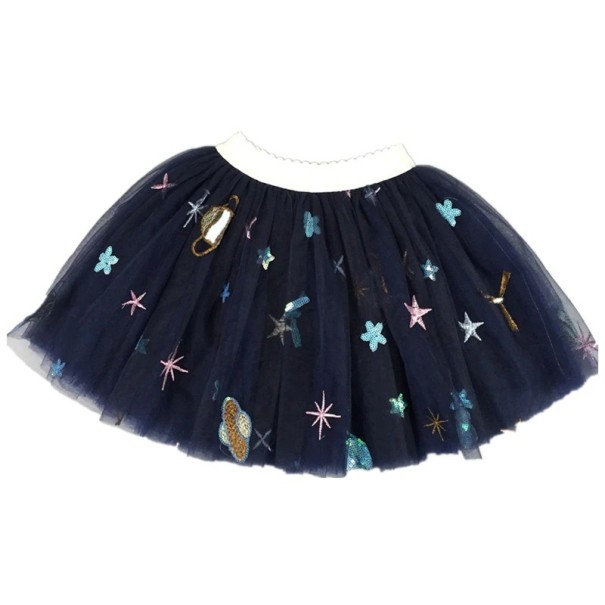 Falda de niña con estrellas azul oscuro 2