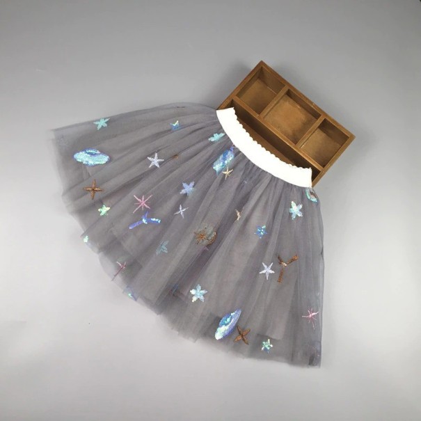Falda de niña con estrellas gris 2