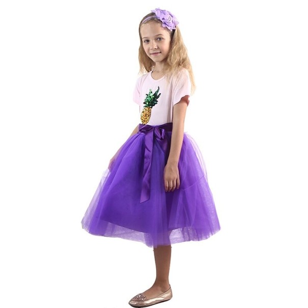 Falda de niña L1049 morado oscuro