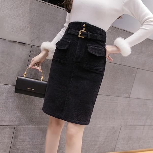 Falda de pana de mujer con cinturón negro XS
