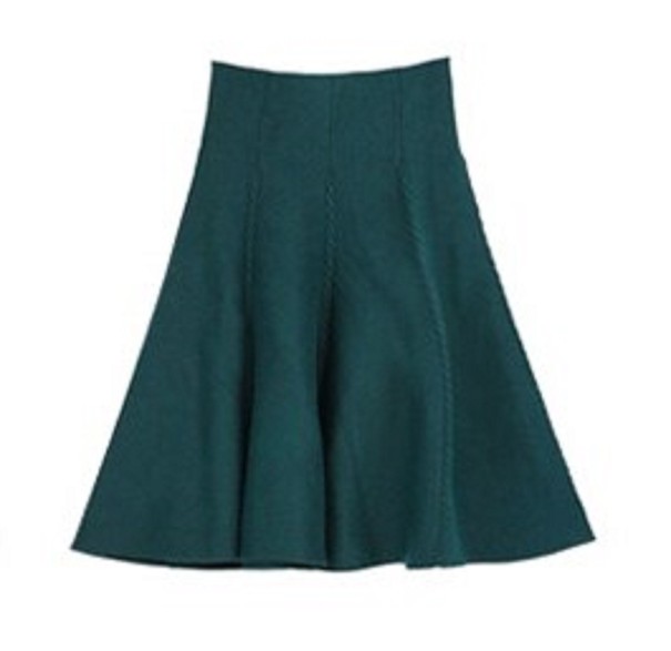 Falda de punto de mujer verde