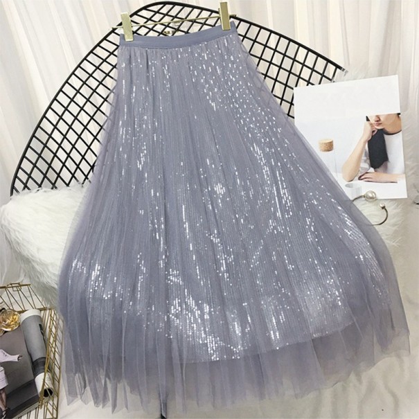 Falda de tul brillante para mujer gris