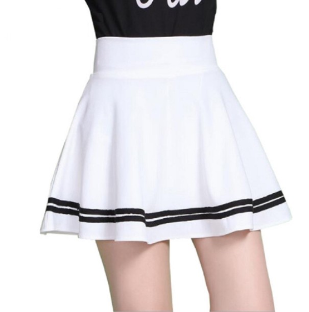 Falda de verano elegante para mujer J3104 blanco M-L