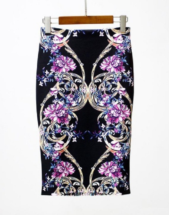 Falda elegante de mujer con flores J501 M 17 Falda elegante de mujer con flores J501 M 17