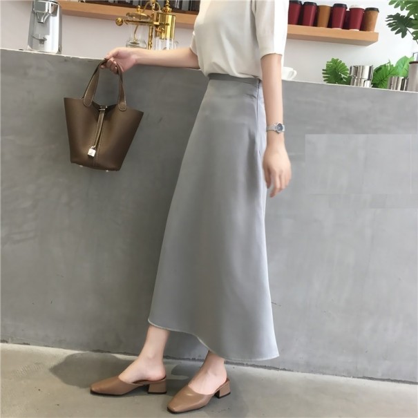 Falda formal de cintura alta para mujer gris XL