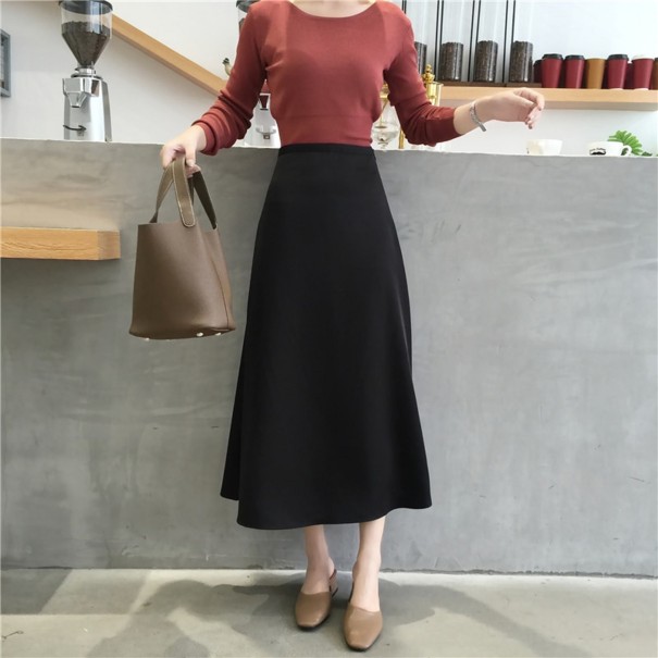 Falda formal de cintura alta para mujer negro XL