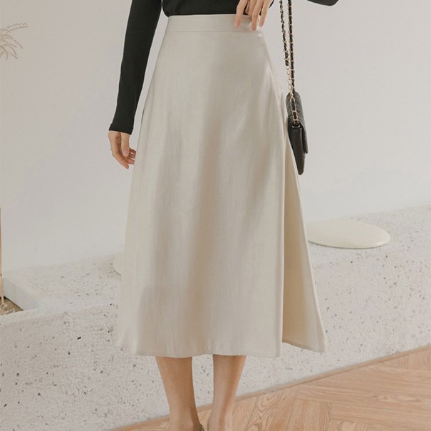 Falda hasta la rodilla de mujer beige XS