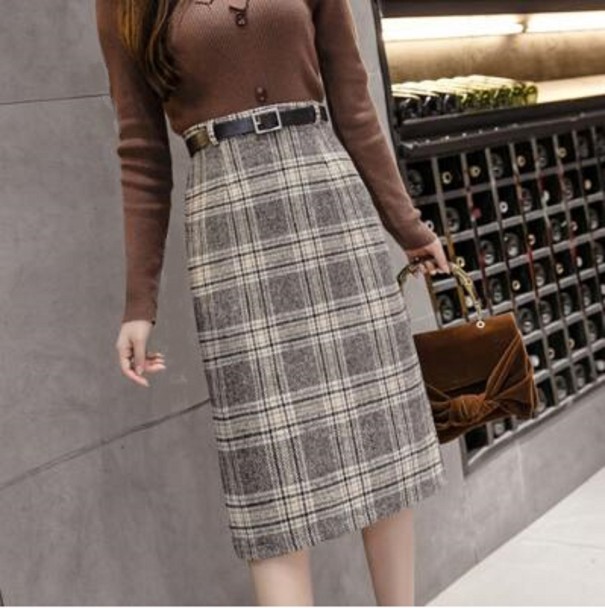 Falda lápiz de mujer gris M