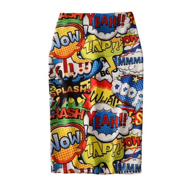 Falda lápiz estampada para mujer A1154 XXL