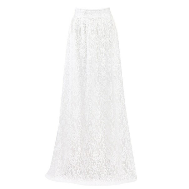 Falda larga de encaje para mujer A1587 blanco XL