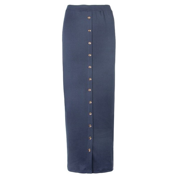 Falda larga de mujer con botones azul oscuro M