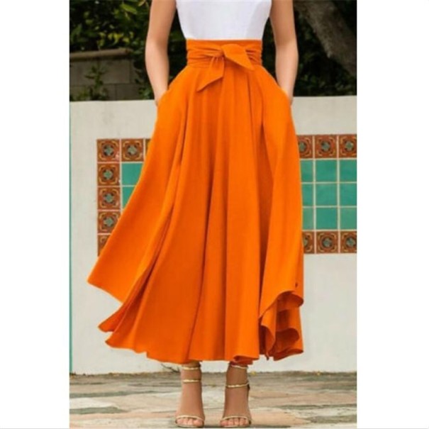Falda larga de mujer con lazo naranja M
