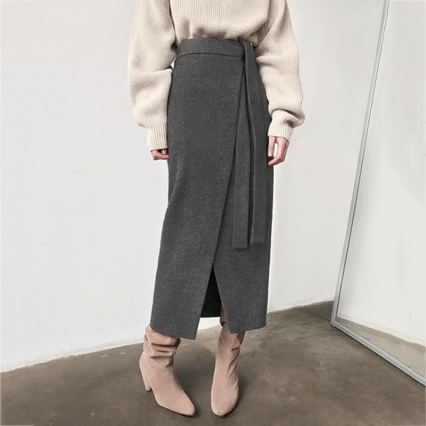 Falda larga de mujer con lazos gris M