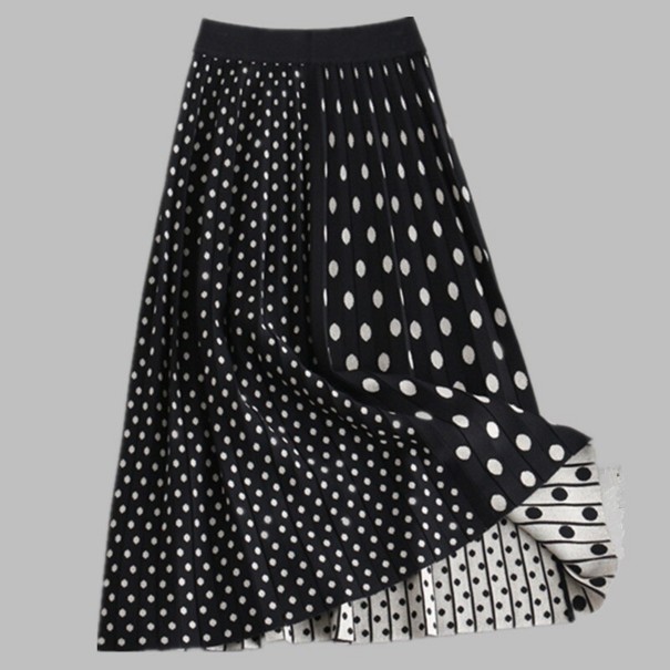 Falda larga de mujer con lunares negro L