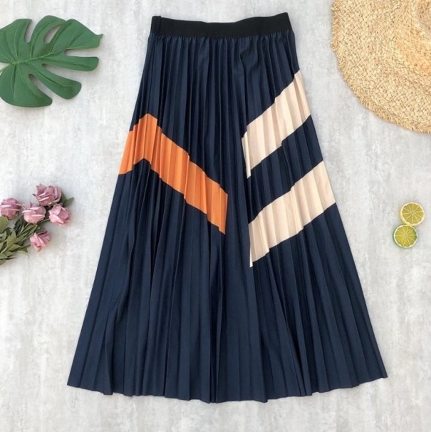 Falda larga de mujer con rayas azul oscuro Falda larga de mujer con rayas azul oscuro