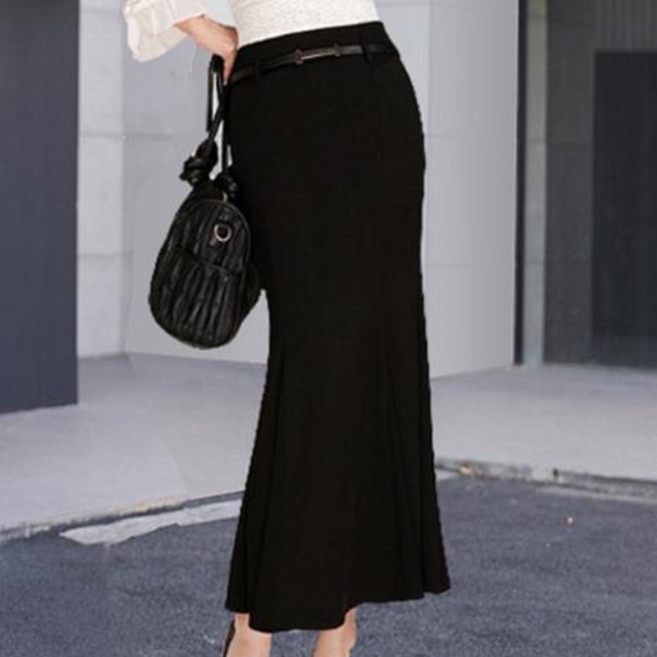 Falda larga formal para mujer A1598 negro L