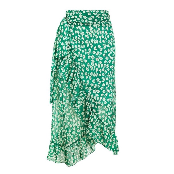 Falda midi cruzada con volante para mujer M