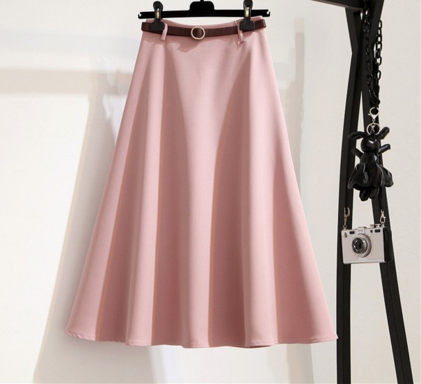 Falda midi de mujer con cinturón A1910 rosa L