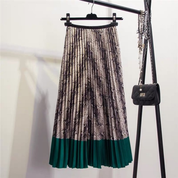 Falda midi plisada de mujer verde