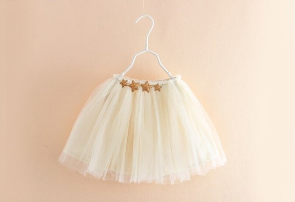Falda niña estrellas L1041 beige 4