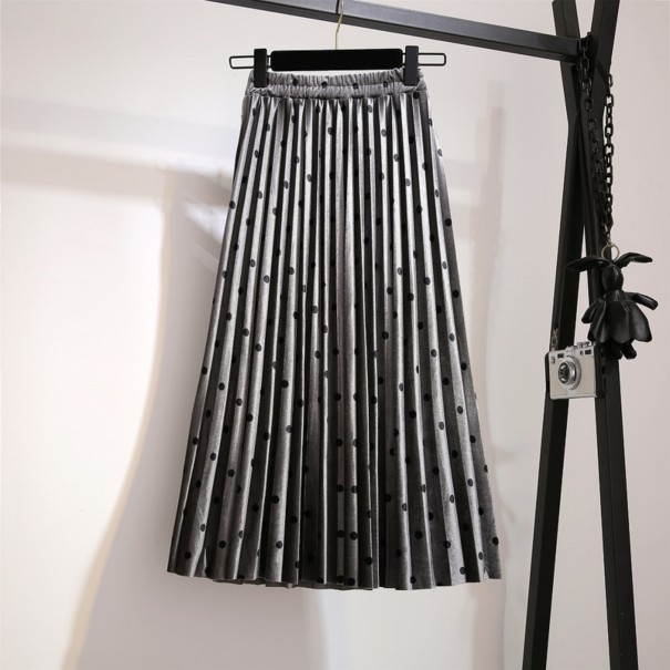 Falda plisada de mujer con lunares gris L Falda plisada de mujer con lunares gris L