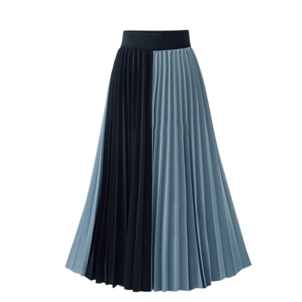 Falda plisada midi de mujer A1939 azul