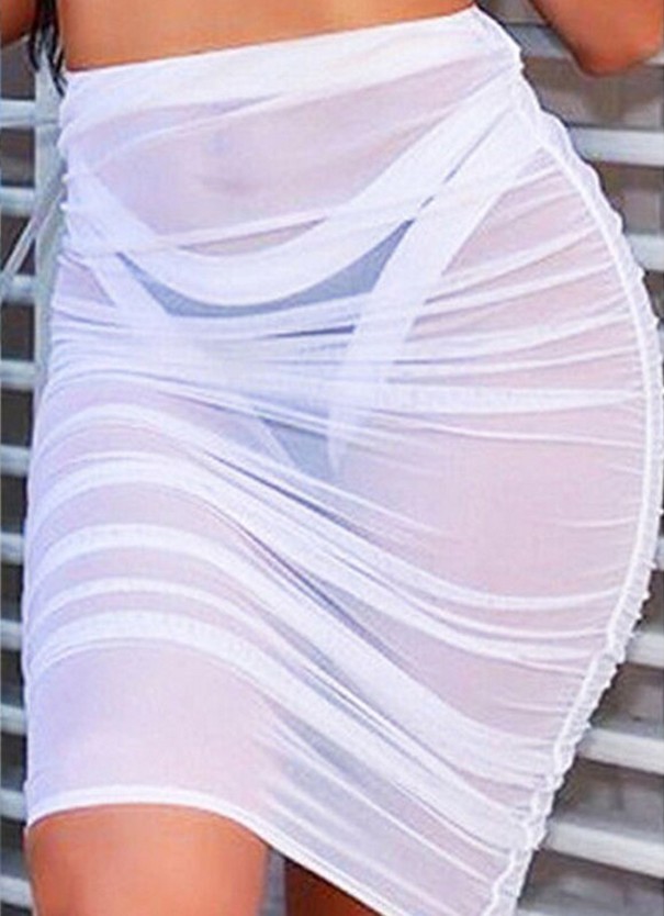 Falda transparente de mujer blanco S