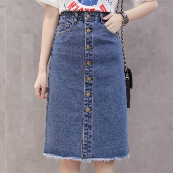 Falda vaquera mujer con botones A1140 azul oscuro XXL