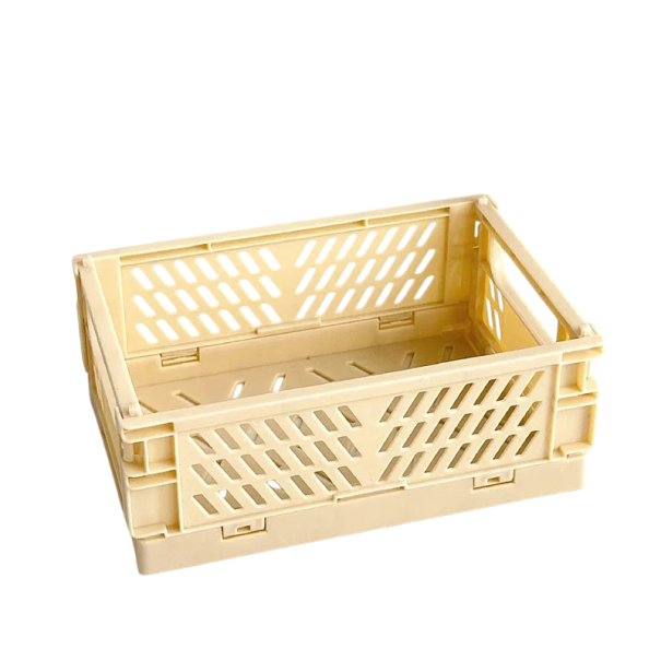 Fällbar plastförvaringslåda med handtag 15 x 10 x 5,8 cm Bärbar förvaringslåda för småsaker Organisatör för hemmet kontoret gul