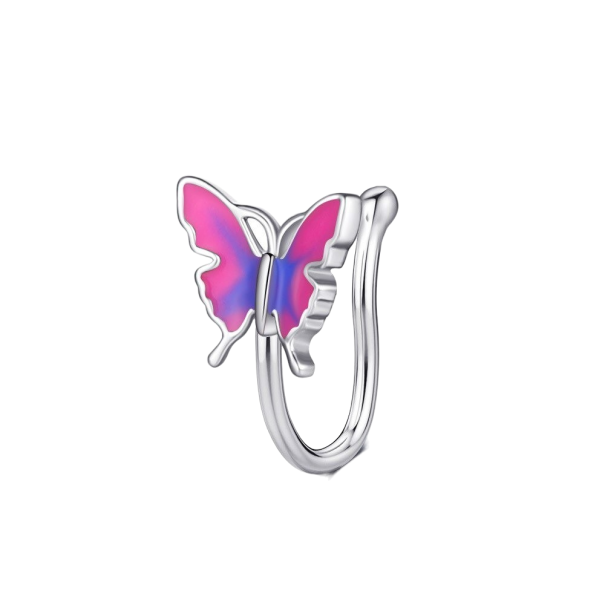 Falošný piercing do nosa motýľ N914 fialová