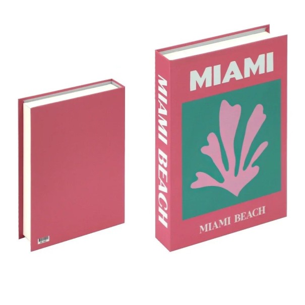 Falsa libro MIAMI BEACH decoración con motivo tropical, no abrible 1