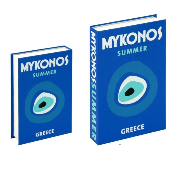 Falsa livro Mykonos Summer Decoração Design não abrível 1