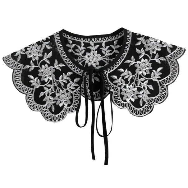 Falscher Kragen für Damen, schwarz mit weißem Aufnäher. Eleganter, horizontaler abnehmbarer Kragen. Modisches Damen-Accessoire für Pullover, Bluse 1