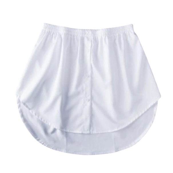 Falscher Saum eines Hemdes mit Gummizug Unterteil unter einem Pullover Dekoratives Accessoire für Lagenlook Stilvoller verlängerter Look weiß S