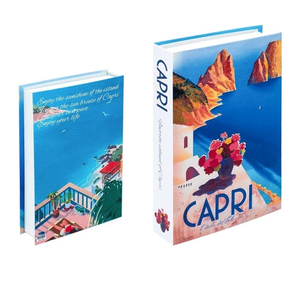Falsches Buch dekorativ mit Stauraum, aufklappbar, Stil Capri, Italien 1
