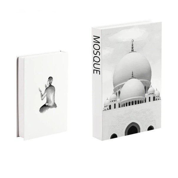 Falsk bog Åbning dekorativ kasse med opbevaringsplads Design MOSQUE motiv moske boligdekoration bibliotek 1