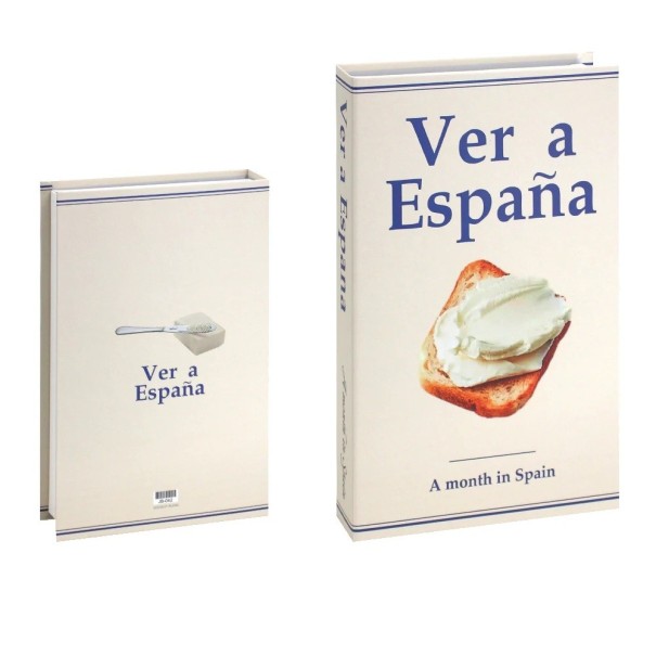 Falsk bog dekorativ boks Ver a Spanien Åbningbar opbevaringsbog Hemmelig gemmested til bibliotek Vintage indretningsdekoration 1
